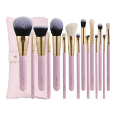A full set of pink makeup brushes, 15 pieces, a set of professional makeup artist tools, wholesale, colored makeup brushes, animal hair, soft hair