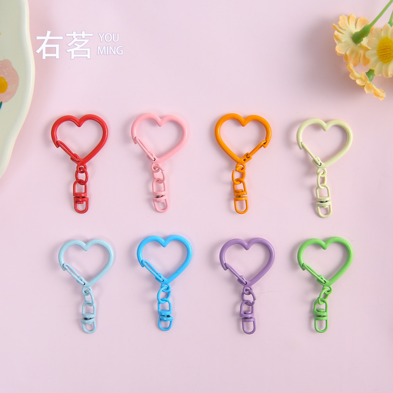 New Colorful Paint Heart Buckle 8-Shaped Buckle DIY Handmade Jewelry Accessories Women's Bag Keychain Material Wholesale