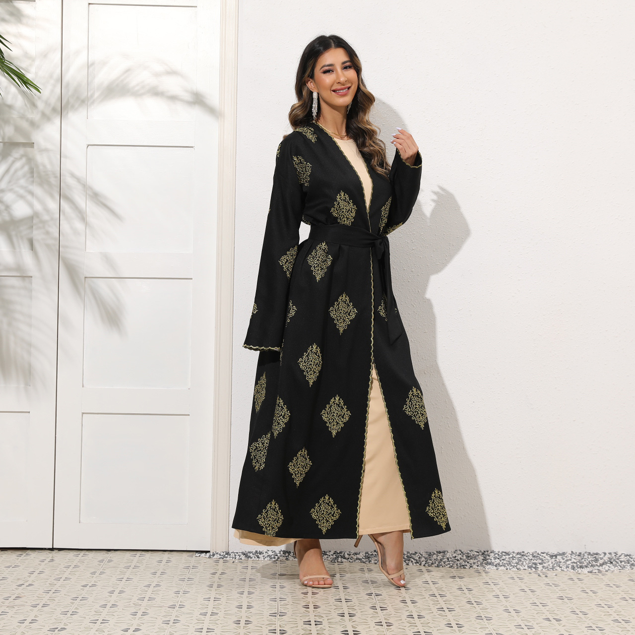 Vintage Embroidered Strappy Cardigan Coats Image 2