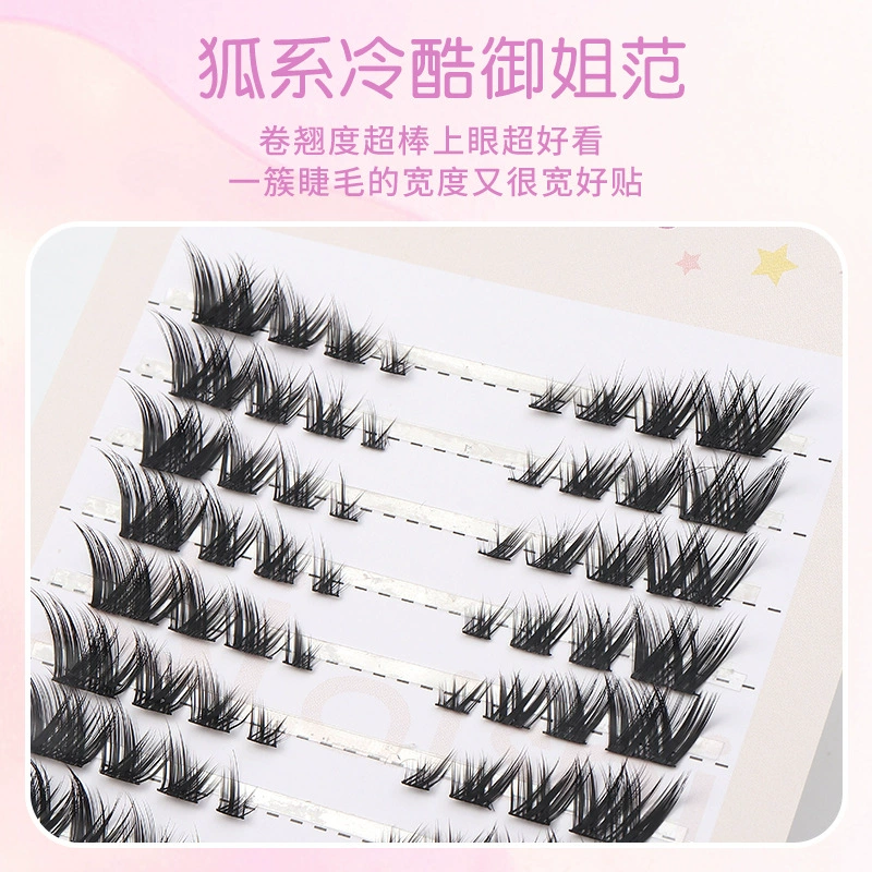 False eyelash clusters Alaishi fox diagonal B, natural fox-eye look, soft tapered ends