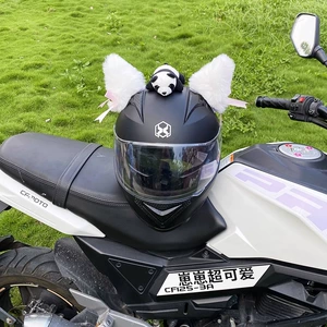 Helmet Decoration Plush Long Bow Cat Ear Motorcycle Electric Car Ski Helmet