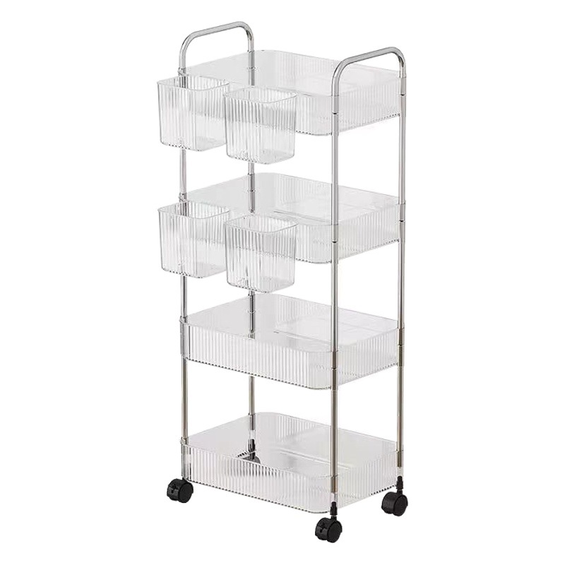 Alquiler buena comida snack almacenamiento coche móvil piso de almacenamiento rack de almacenamiento de múltiples capas estante de acrílico transparente carro