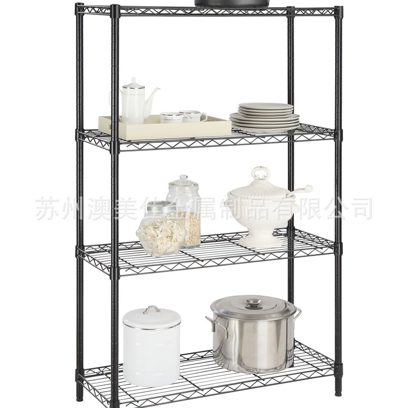 Household Wire Rack Kitchen Storage Rack Floor-Standing Multi-Layer Metal Plastic Sundries Rack Bathroom Storage Rack Floor-Standing