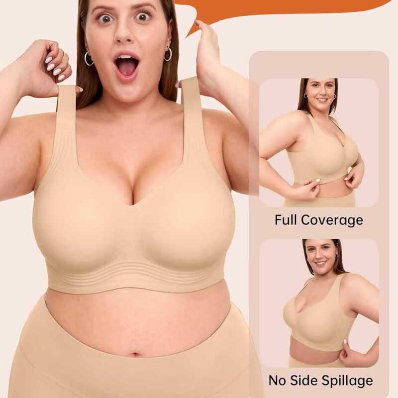 Vertvie Jelly Bras for Women Plus Size Minimizer Soft Wireless