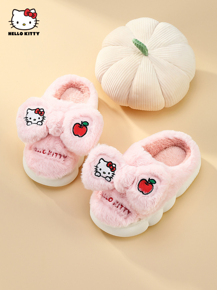 正品HelloKitty童鞋女童棉拖冬季新款宝宝室内家居保暖公主女毛鞋