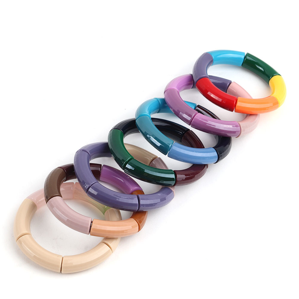 Fashion Simple Cold Edge Angle Color Elastic Elbow Beads String Bracelet