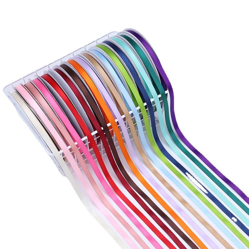 1cm de doble cara cinta de poliéster arco DIY cinta boda fresco ramo fruta caja de regalo embalaje color seda cinta ropa