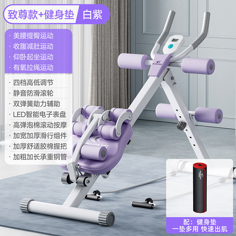 【프리미엄 + 전문가용 운동 매트】 퍼플 & 화이트 4-in-1 헬스 세트 효율적인 허리 운동 + 로프 운동 (별도 배송)