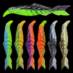 Minnow Lure, Dual-Color Bone-Fish Soft Bait with Multiple Joints, Multi-Color & Multi-Size Scissor-Tail Fake Bait—Soft Bait in a Box