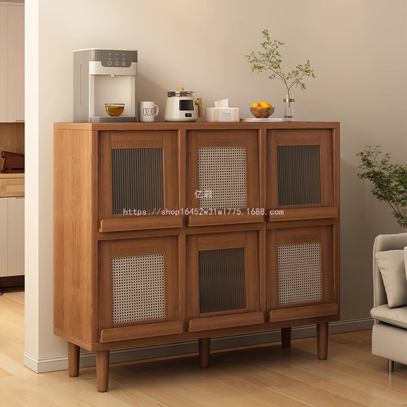 Sideboard Dining Room Living Room Tea Cabinet Storage Cabinet Walnut Color Plaid Cabinet Sofa Side Cabinet Wall Floor Storage Cabinet