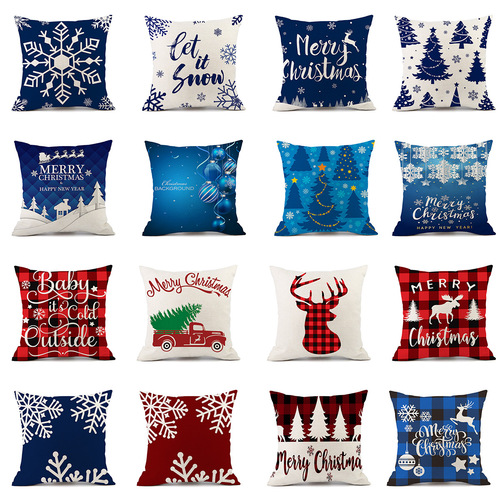 Cross-border New Christmas Pillow Cover Festive Red Plaid Decoration Sofa Living Room Pillow Cushion