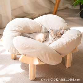 木质猫窝四季通用宠物猫窝实木猫床中小型犬狗狗沙发猫吊床宠物窝