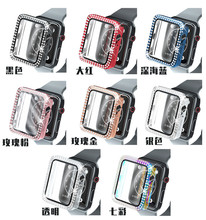 双钻PC钢化膜全包保护壳适用苹果apple watch123iwatch456SE手表
