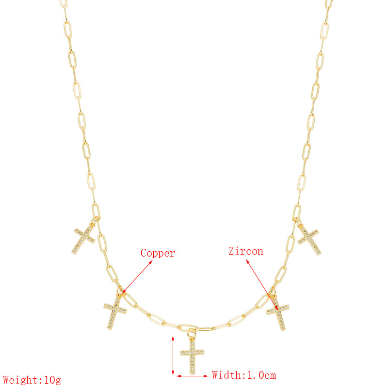 Simple And Fashionable Copper-plated Gold-plated Zircon Cross Necklace Personality Creative Necklace Clavicle Chain display picture 1