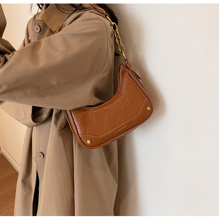Stylish Crackle Pattern Women's Shoulder Bag With Chain Strap_voghion.com