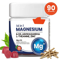 TK爆款南非醉茄MAGNESIUM14合1镁软糖维生素D3锌L-茶氨酸厂家直销