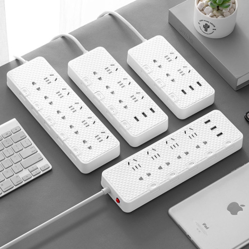 Overload Protection Corded Multi-Function Outlet Panel Multi-Pin Integrated Copper Power Strip with Cord and USB Stackable Strip