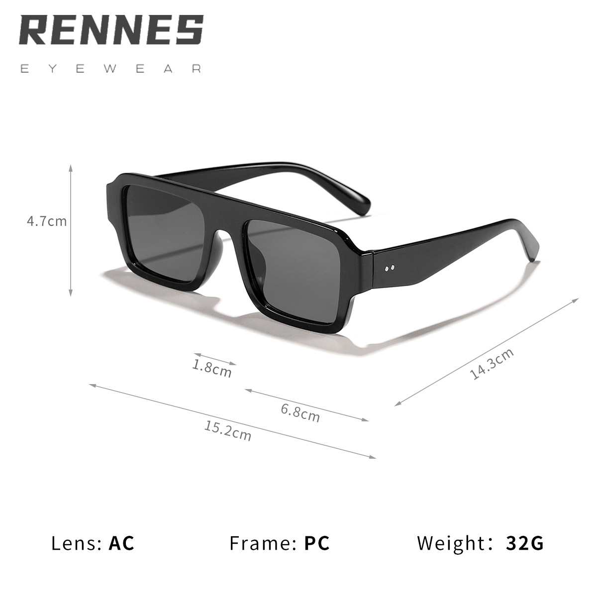 Nuevas gafas de sol de marco cuadrado retro transfronterizas