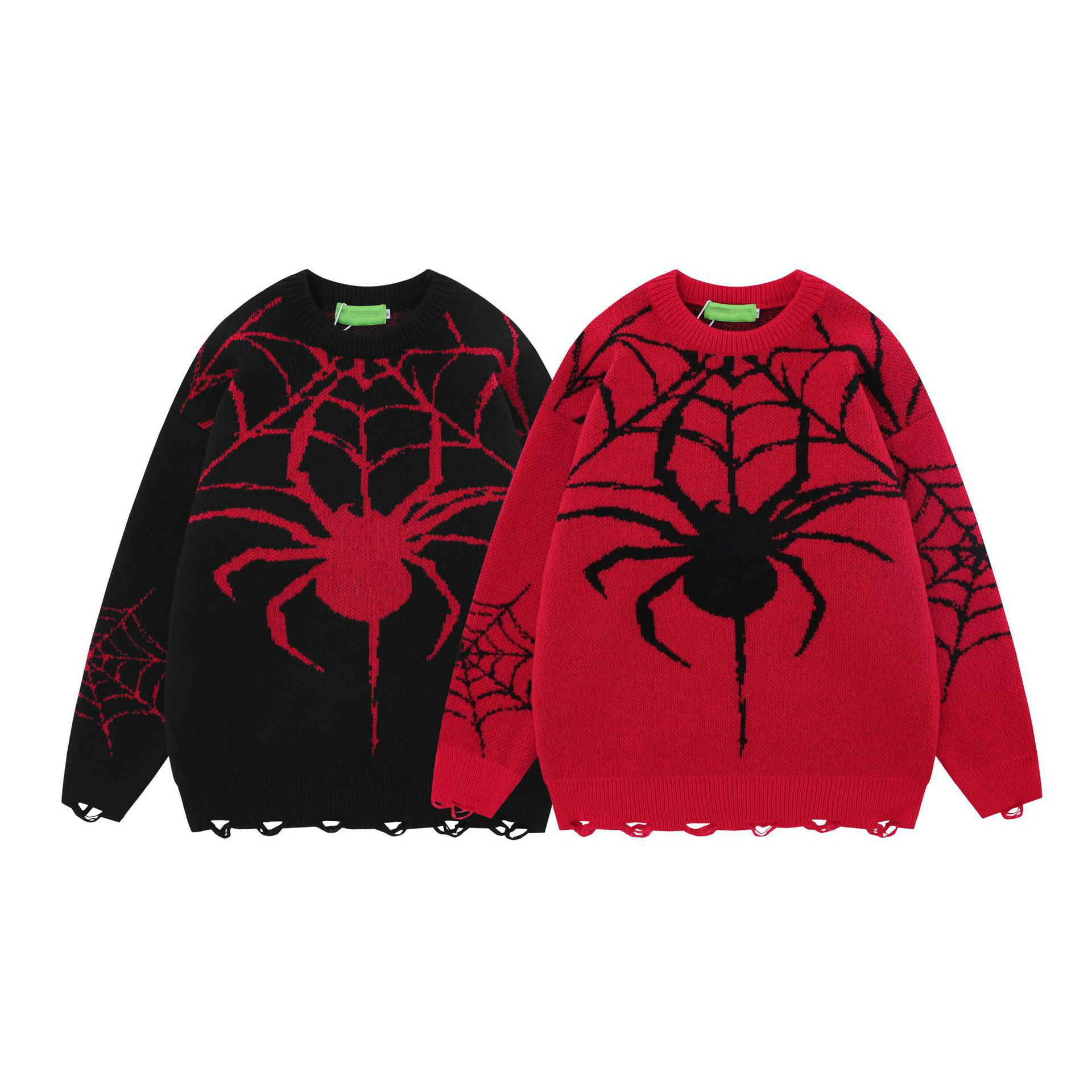 Men's Clothing street trend spider jacquard dark ins retro loose pullover knitted sweater_voghion.com