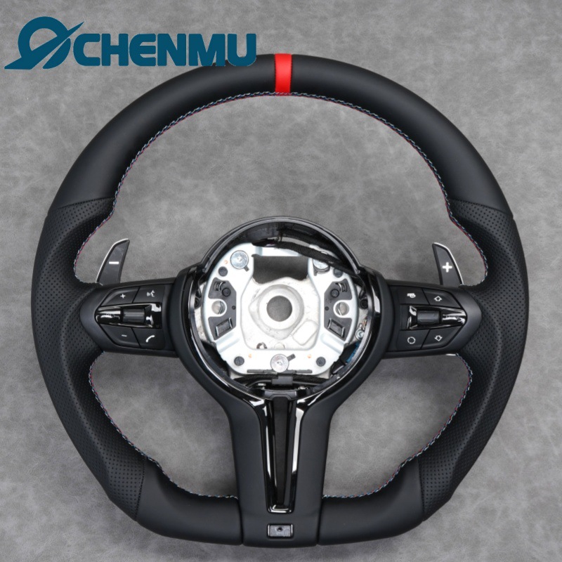 BMW – Steering wheel 3 Series x1 x5 x6 Z4 - e-flat-bottom-red-logo-black-warrior-bare-disc