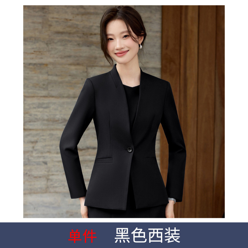 职业气质西装连衣裙俩件套职场主持人正装美容院工作服OL西服套装|undefined