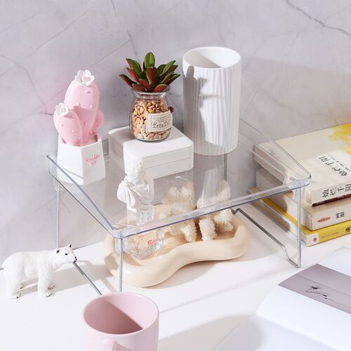 Desktop storage cosmetics partition transparent layered storage rack multi-functional plastic seasoning rack layered storage rack