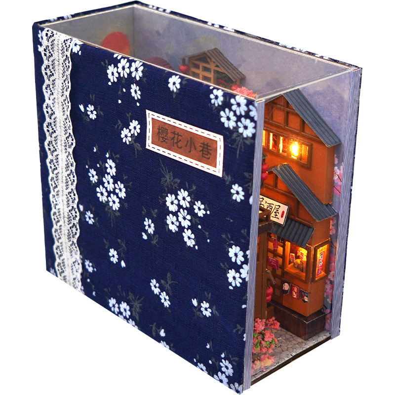 天予DIY小屋tc 25桜の路地の立体的な組み合わせの本の立の模型の解凍のアイデアの置物のおもちゃのプレゼント|undefined