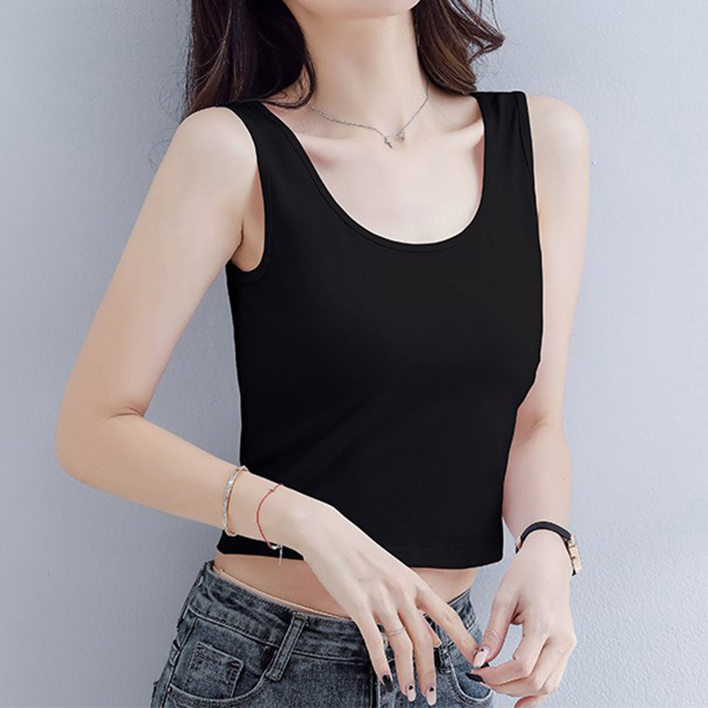 Beautiful Back Design Short Top Black Small Vest Sling Dame Jazz Fitness Yoga Inner Wearing Summer Outer Wearing Pure Cotton