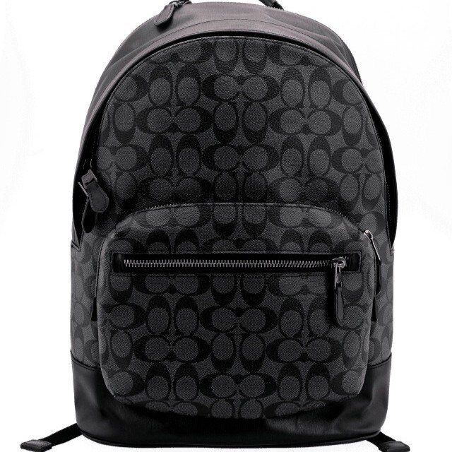 Coach West Classic Zippered Large-Capacity Monogrammed Coated Canvas Backpack Men's Style Coach West Classic Zippered Large-Capacity Monogrammed Coated Canvas Backpack Men's Style