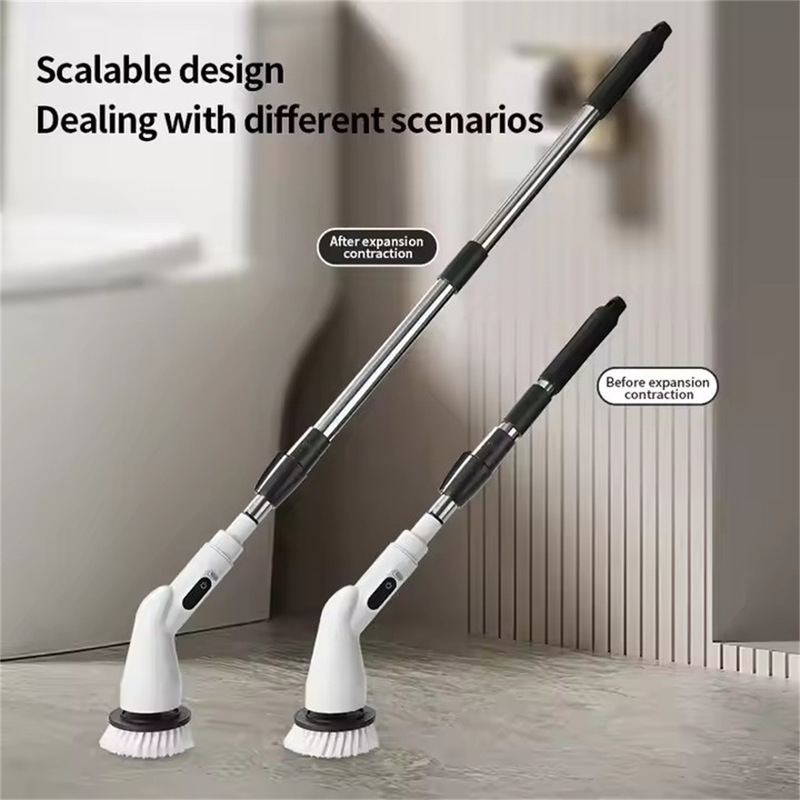 Automatic rotating cleaning brush full body waterproof bathroom scrubber adjustable extension handle cordless shower cleaning brush