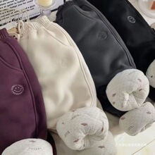 儿童棉裤安可拉红夹棉超厚冬季抗寒女童休闲洋气加厚中大童裤子