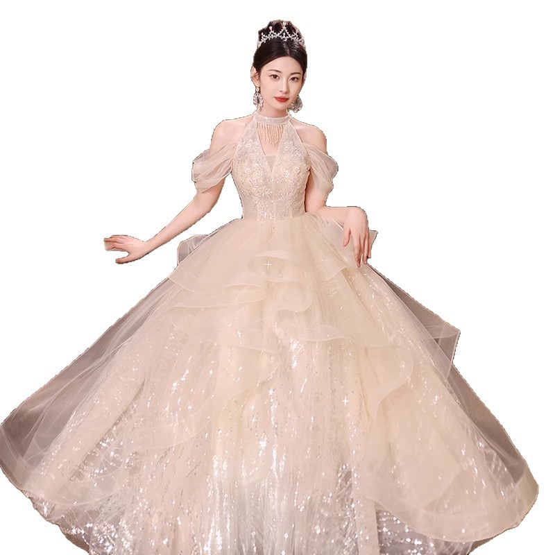 Elegant Evening Gown For Women, Champagne Sequin Cocktail Party Dress For Hosting, Birthday, Banquet, Prom & Formal Events_ecoleips.com