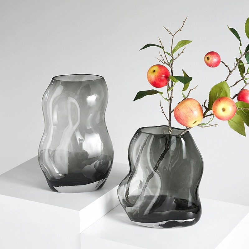 Moderno simple jarrón de vidrio transparente Luz de lujo sala de estar mesa de comedor arreglo floral decoración hidropónico decoración de flores artesanías