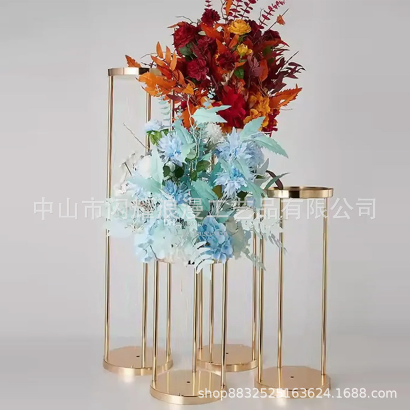 結婚式の小道具、ゴールデンアイアンアート、結婚式のシーンのレイアウト、花器、ホテルの窓の装飾、家庭用花瓶|undefined