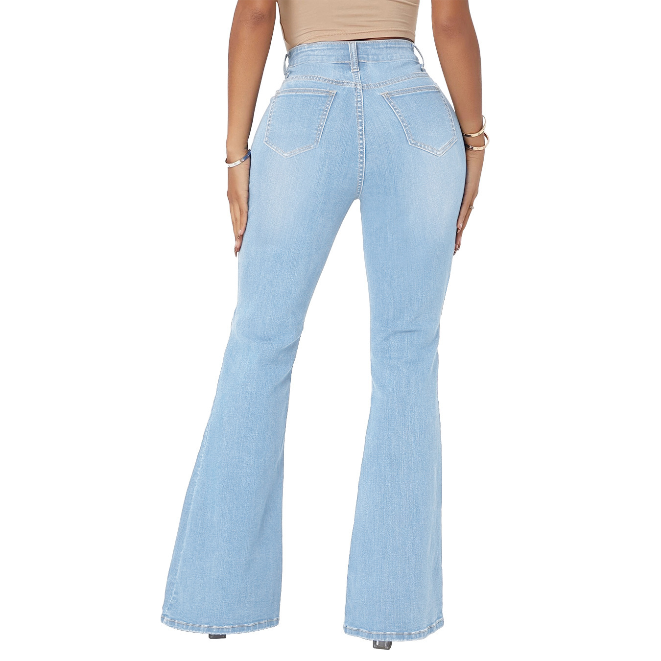 High Waist Bandage Bootcut Jeans NSGYY107732