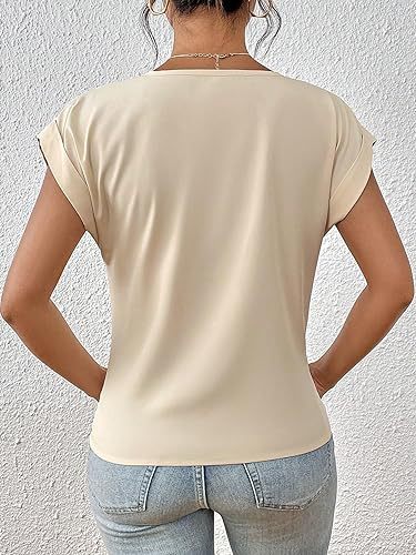 236g Weight Short Sleeve Sleeve Length Spandex, Polyester Fabric Type Long Top Length T-shirt Tops Type Casual, Daily Occasion V Neck Neckline Loose Fit Type Solid Color Pattern Summer Season Women's Gender Casual, Elegant Style Wholesale Women's Spandex Polyester Casual Elegant Solid Color Short Sleeve T-Shirts 21