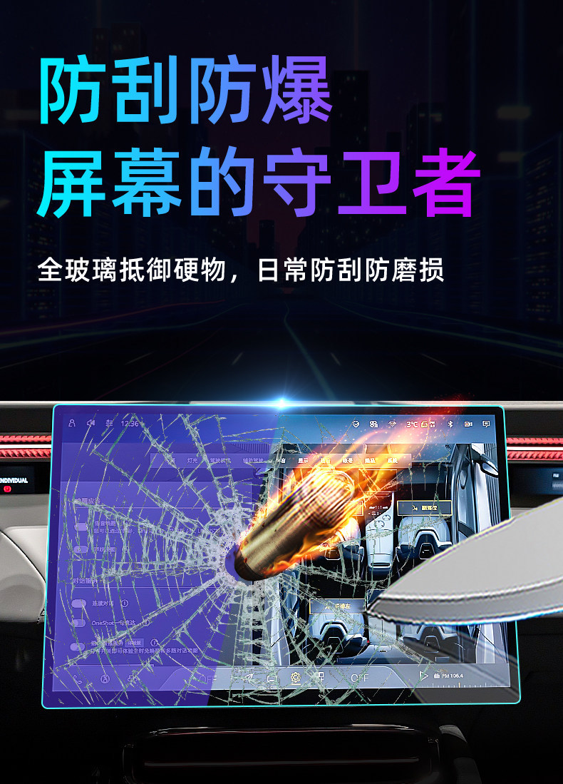 Suitable for 26 Lotus ELETRE models, central control tempered film, car navigation screen protector, display screen protective film, instrument panel
