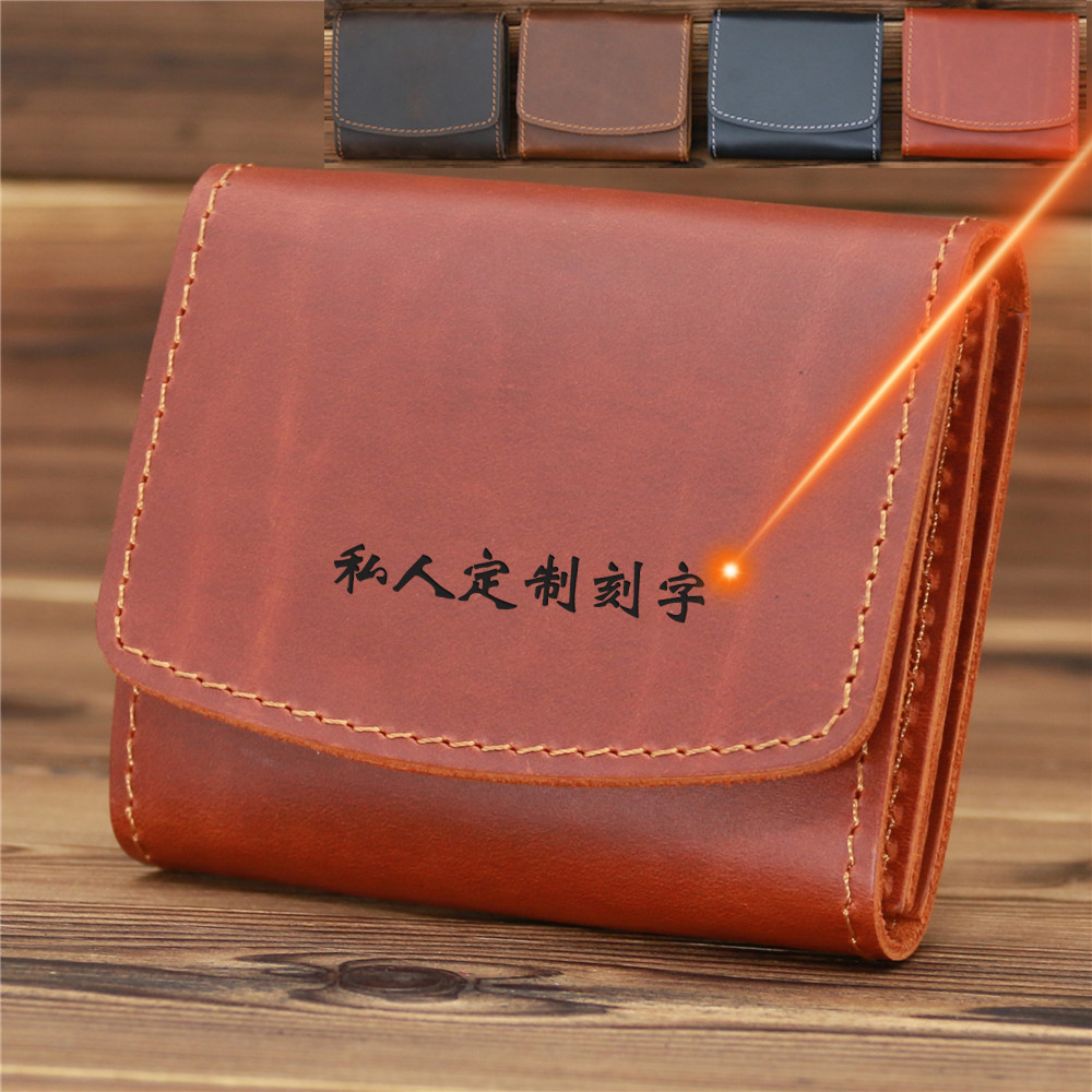 1058 Male and Female Student Card Holder Genuine Leather Crazy Horse Leather Wallet Mini Mom Grocery Purse Wallet
