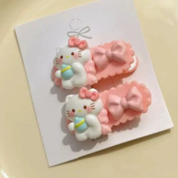 Hello Kitty, милые фуксиевые заколки для волос, невидимки, челка