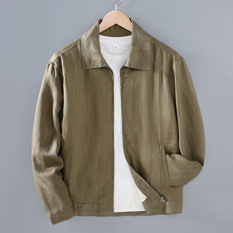 GA199 Old Money Style Tencel Linen Casual Jacket American Outdoor Commuting Solid Color Coat Top One-piece