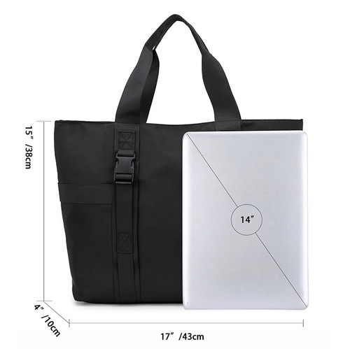Men's handbag large capacity shoulder bag trendy brand tote bag solid color waterproof travel bag student tutoring bag Japanese style