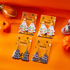 ヨーロッパとアメリカの国境を越えた新しいジュエリーハロウィンシリーズアクリルフラワーゴーストイヤリングホリデーパーティーイヤリング卸売