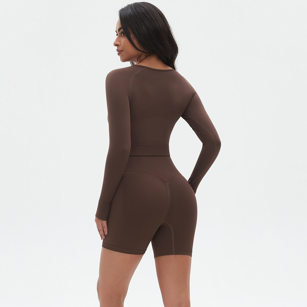 Inventario nuevo trajes de yoga transfronterizos, set de pantalones de melocotón sin costuras, tejido delgado, entrenamiento deportivo, entrenamiento, ropa de acondicionamiento físico para mujeres