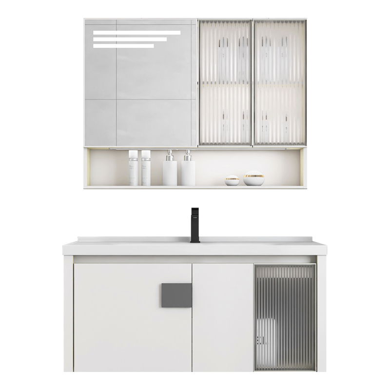 Celebridad de Internet oso inteligente espejo lavabo combinación gabinete Simple caqui aleación de aluminio gabinete de baño gabinete de almacenamiento a prueba de agua