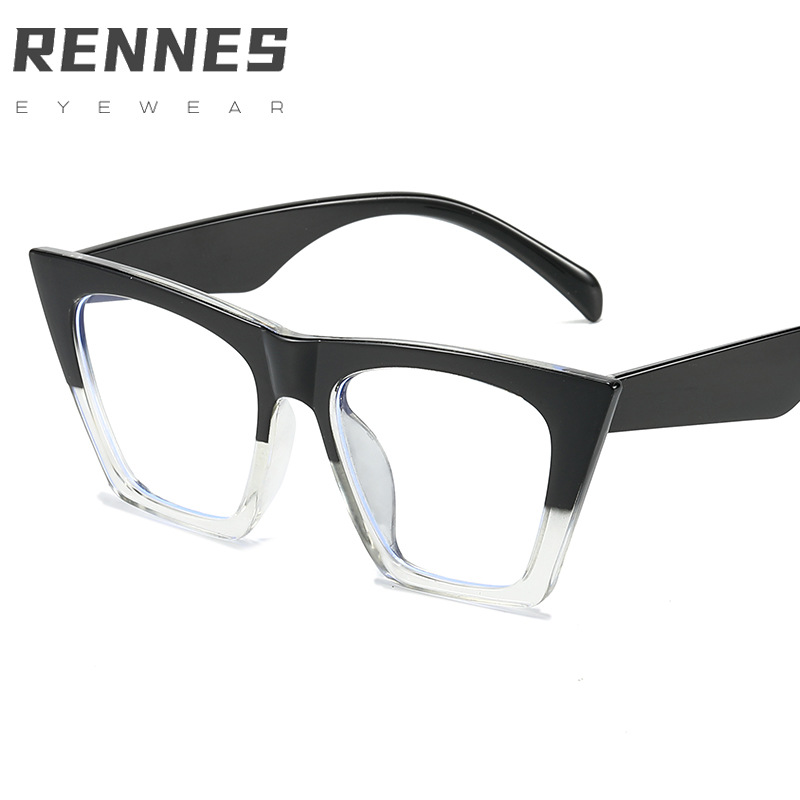 Gafas lisas de ojo de gato estilo ins color a juego marco grande gafas de luz anti-azul Gafas de computadora de moda transfronteriza europea y americana 98057