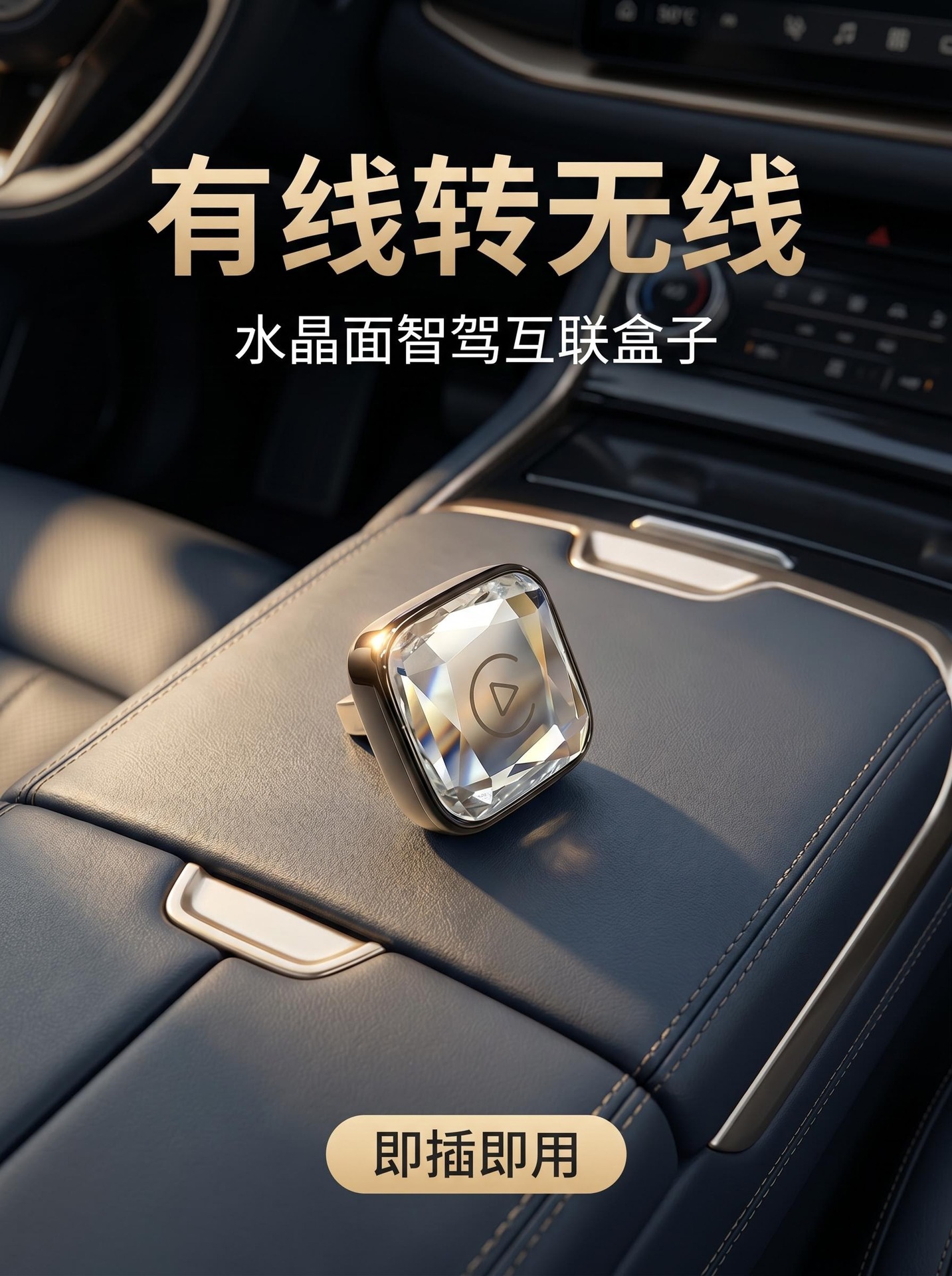 Crystal-Style Wireless Carplay Box, Androidauto Car Connectivity Box, USB to Typec, Compact and Portable