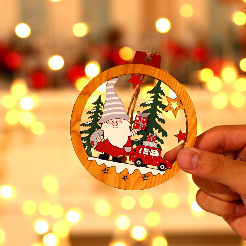 Navidad transfronteriza nuevos suministros decorativos de madera Bosque Enano ancianos colgante árbol de Navidad madera pequeño colgante