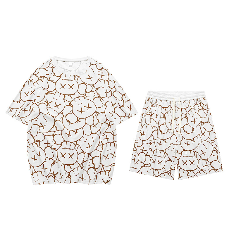 Herrenbekleidung Grenzüberschreitende Sommer-Freizeitanzüge für Männer und Frauen, lockere Sportshorts und kurze Ärmel, ein Set passender, hübscher Paarkleidung_voghion.com