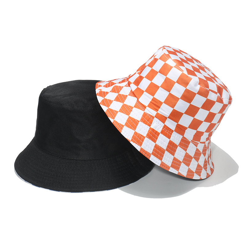 Unisex Fashion Lattice Sewing Flat Eaves Bucket Hat display picture 8