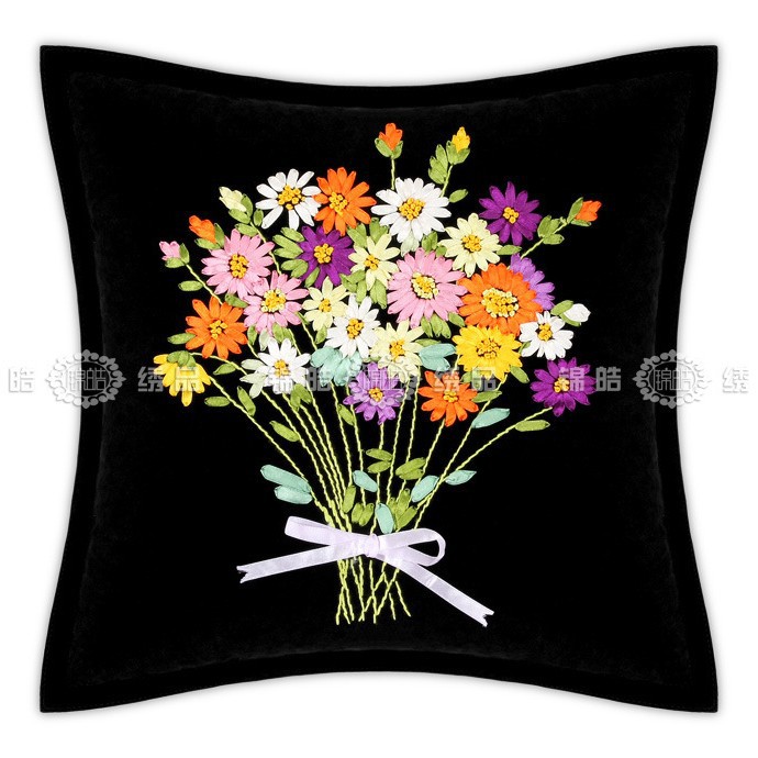 Jinhao bordado fábrica al por mayor hecho a mano bordado de punto de cruz DIY bordado cinta cojín almohada Rosa belleza